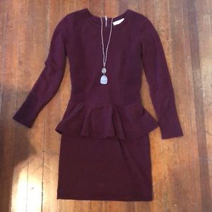 Burgundy Peplum Sandro Dress
